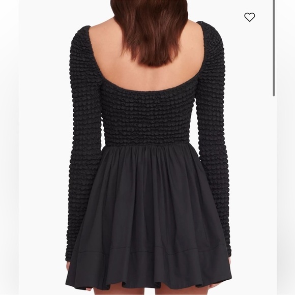 STAUD Black Textured Long Sleeve Dress - Picture 3 of 4